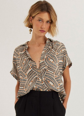 Camisa Estampa Tran�ados Cant�o - Foto 1