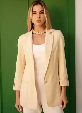 Blazer Sem Fechamento Donna Ritz Cor Marfim - Foto 1