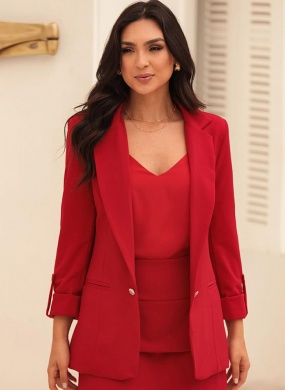 Blazer Sem Fechamento Donna Ritz Cor Vermelho - Foto 5
