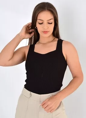 Regata Tricot Canelado Cor Preta Haes - Foto 1