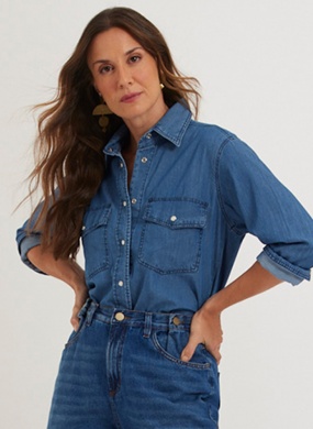 Camisa Jeans leve Cant�o - Foto 1
