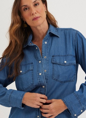 Camisa Jeans leve Cant�o - Foto 2