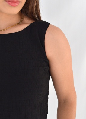 Blusa Regata Crepe de Viscose Preta Declari - Foto 2