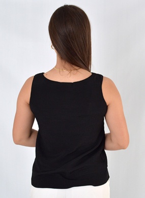 Blusa Regata Crepe de Viscose Preta Declari - Foto 3