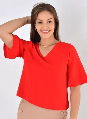Blusa Crepe de Viscose Vernelha Declari - Foto 1