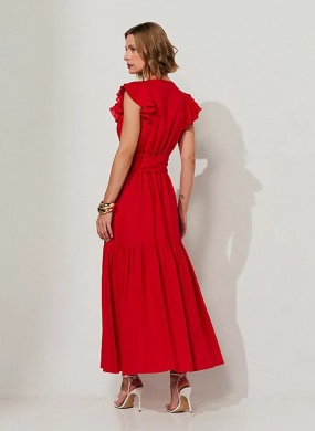 Vestido Midi Viscolinho Vermelho Magali MX Fashion - Foto 2