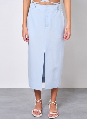 Saia Midi Com Amarra��o Azul Celeste Insp By Cheroy - Foto 1