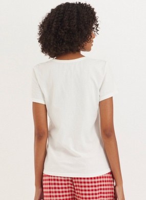 Blusa Algod�o B�sica Cor Off White Cant�o - Foto 1
