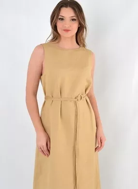 Vestido Midi Linho Bege MX Fashion - Foto 2
