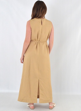 Vestido Midi Linho Bege MX Fashion - Foto 3