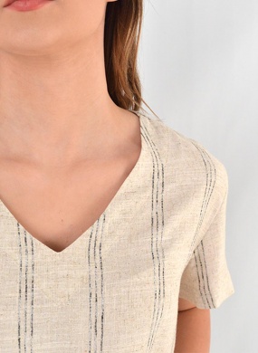 Blusa Viscolinho Tons Naturais Listrada Citt� - Foto 2
