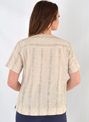 Blusa Viscolinho Tons Naturais Listrada Citt� - Foto 3