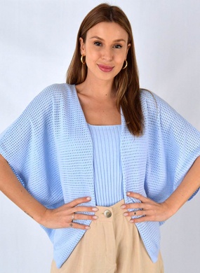 Casaco Amplo De Fio Vazado Baby Blue Degli Uffizzi  - Foto 1