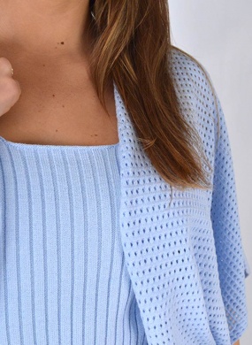 Casaco Amplo De Fio Vazado Baby Blue Degli Uffizzi  - Foto 2