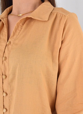 Camisa Viscolinho Bege Flor de Lis - Foto 2