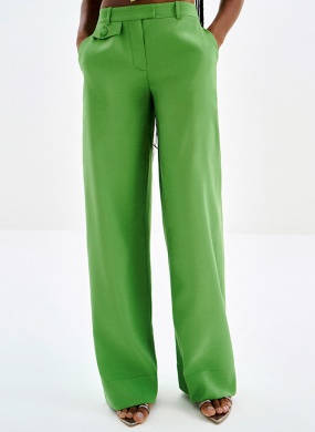 Cal�a Wide Leg Alfaiataria com Detalhe Lapela Verde Lez a Lez - Foto 2