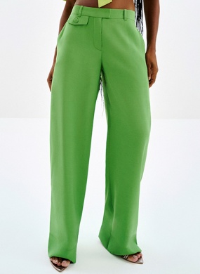 Cal�a Wide Leg Alfaiataria com Detalhe Lapela Verde Lez a Lez - Foto 3