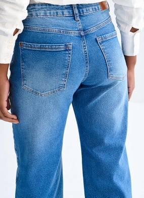 Cal�a Jeans Wide Leg Cintura Alta com Elasticidade Lez a Lez - Foto 1