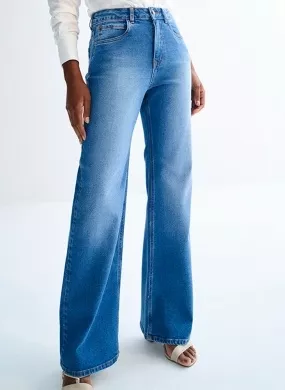 Calça Jeans Wide Leg Cintura Alta com Elasticidade Lez a Lez - Foto 3