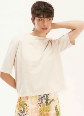 Blusa Básica Box Cor Areia Cantão - Foto 2