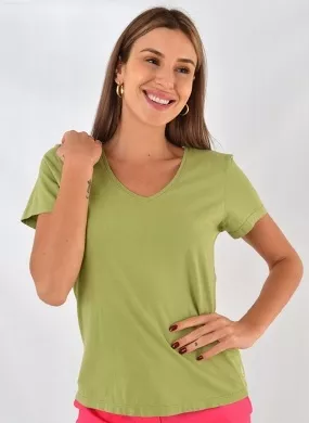 Blusa Algodão Básica Cor Verde Cantão - Foto 1