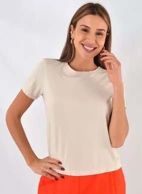 Blusa Básica Baby Look Areia Cantão - Foto 1