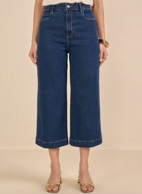 Pantacourt Jeans Em Estonagem Escura Scalon - Foto 1