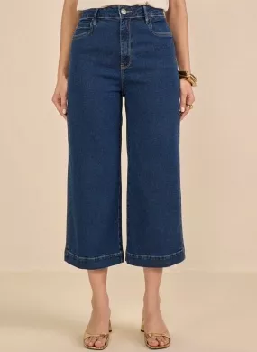 Pantacourt Jeans Em Estonagem Escura Scalon - Foto 1