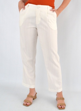 Cal�a Cropped Off White Viscolinen com Elastano Gatos e Atos - Foto 3