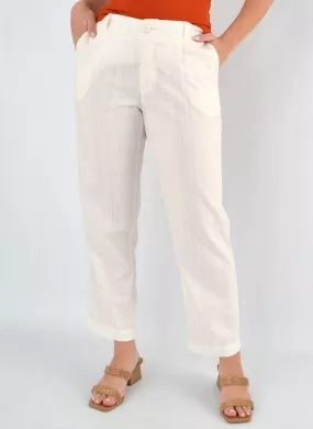 Calça Cropped Off White Viscolinen com Elastano Gatos e Atos - Foto 3