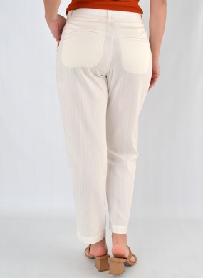Cal�a Cropped Off White Viscolinen com Elastano Gatos e Atos - Foto 5
