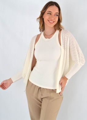 Cardigan Tricot Ver�o Degli Uffizzi Off White - Foto 1