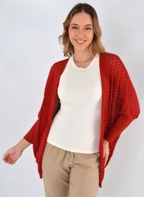 Cardigan Tricot Verão Degli Uffizzi Vermelho - Foto 1