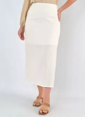 Saia Midi Linho Off White Lez a Lez  - Foto 1