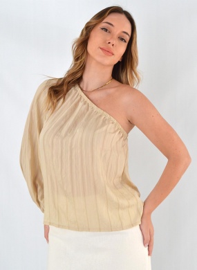 Blusa Ombro S� Jacquard Gatos e Atos Bege - Foto 2