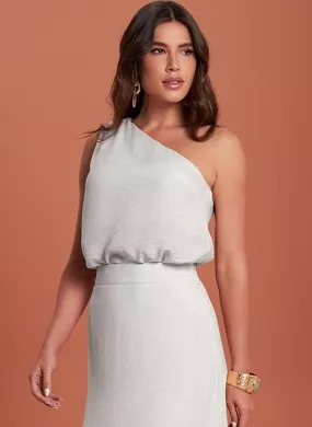 Blusa Ombro Só Shantung Gatos e Atos Off White - Foto 1