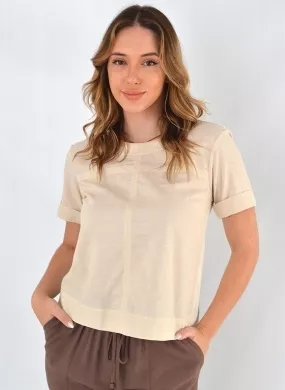 Blusa Gatos e Atos Costas em Viscolyra Bege - Foto 1