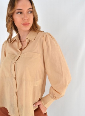 Camisa Voil Algod�o Gatos e Atos Bege - Foto 2