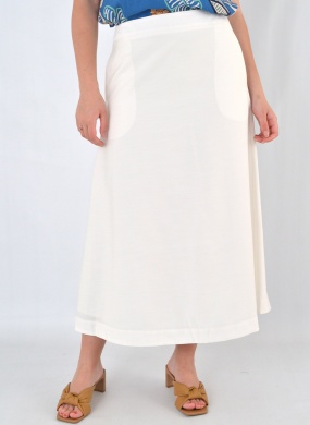 Saia Midi Alfaiataria Off White Aramodu  - Foto 1