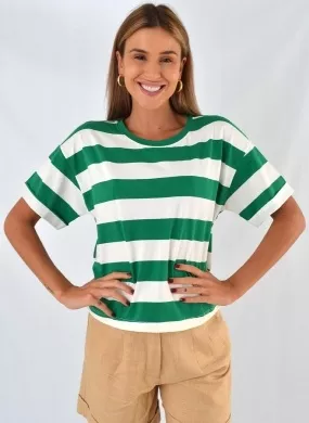 Blusa Listrada Verde Coqueta - Foto 1