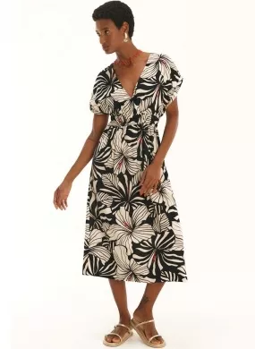 Vestido Midi Linho Estampdo Flora Cantão - Foto 4