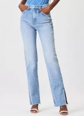 Calça Jeans Agata Straight Com Fenda Flor de Lis - Foto 2