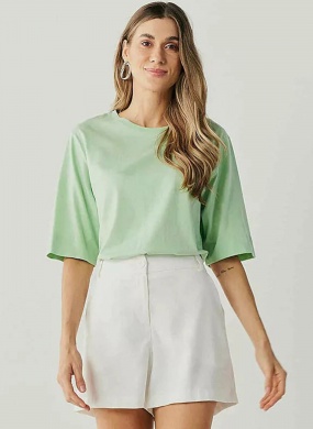 Blusa Malha Algod�o Verde Innocence - Foto 3