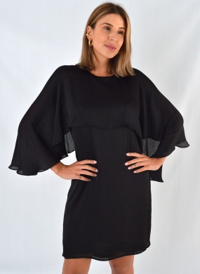 Vestido Curto M�xi Recorte Capa com Leve Acetinado Lez a Lez - Foto 3