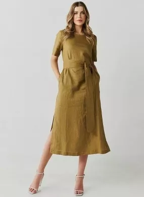 Vestido Midi Linho Oliva Innocence  - Foto 3