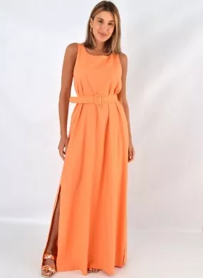 Vestido Longo Viscolinho Laranja Bana Bana - Foto 1