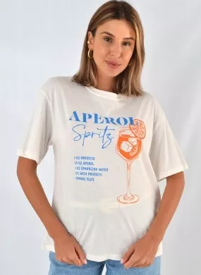 Maxi T-Shirt Em Algodão Cor Off White Aperol - Foto 1