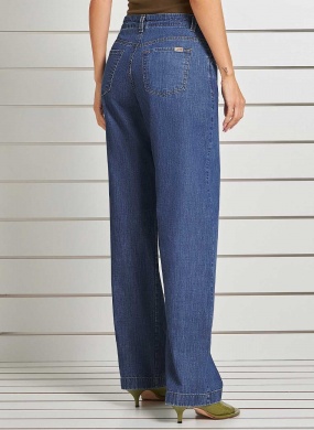 Cal�a Wide Leg Jeans Gatos e Atos - Foto 1