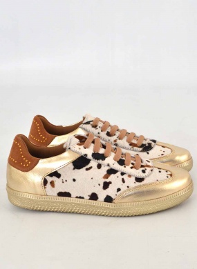 T�nis Animal Print Com Detalhes Em Couro Ouro Orcade - Foto 1