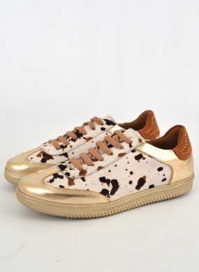 T�nis Animal Print Com Detalhes Em Couro Ouro Orcade - Foto 5